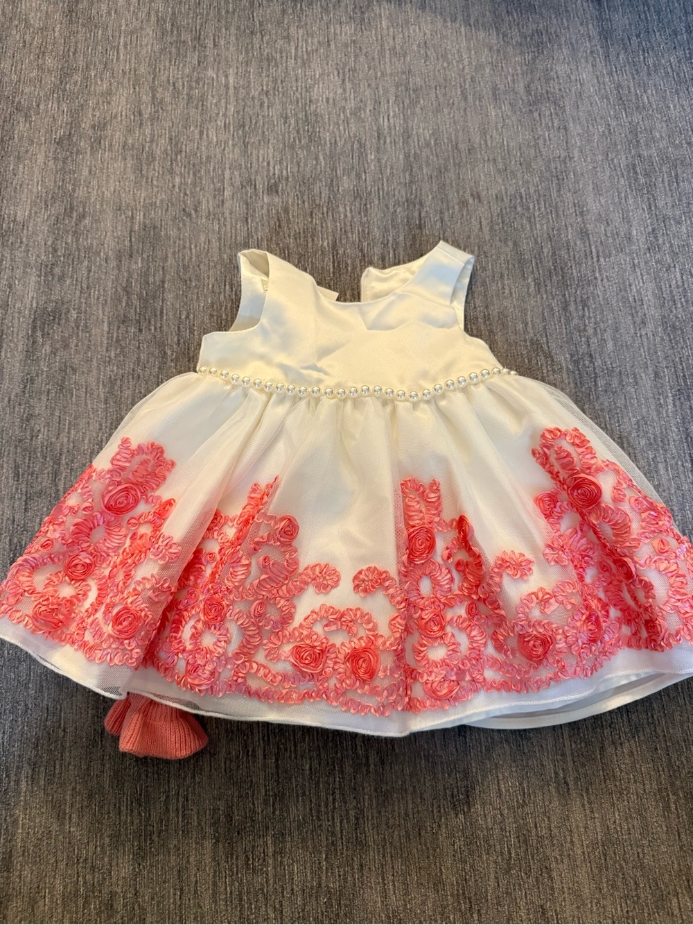 American Princess Girls' Coral Flower-Embellished Dress with matching sweater